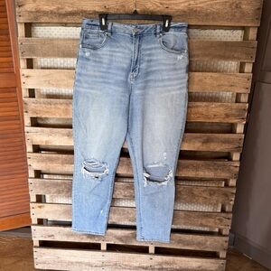 American Eagle Outfitters Light Blue Distressed Straight Leg Jeans